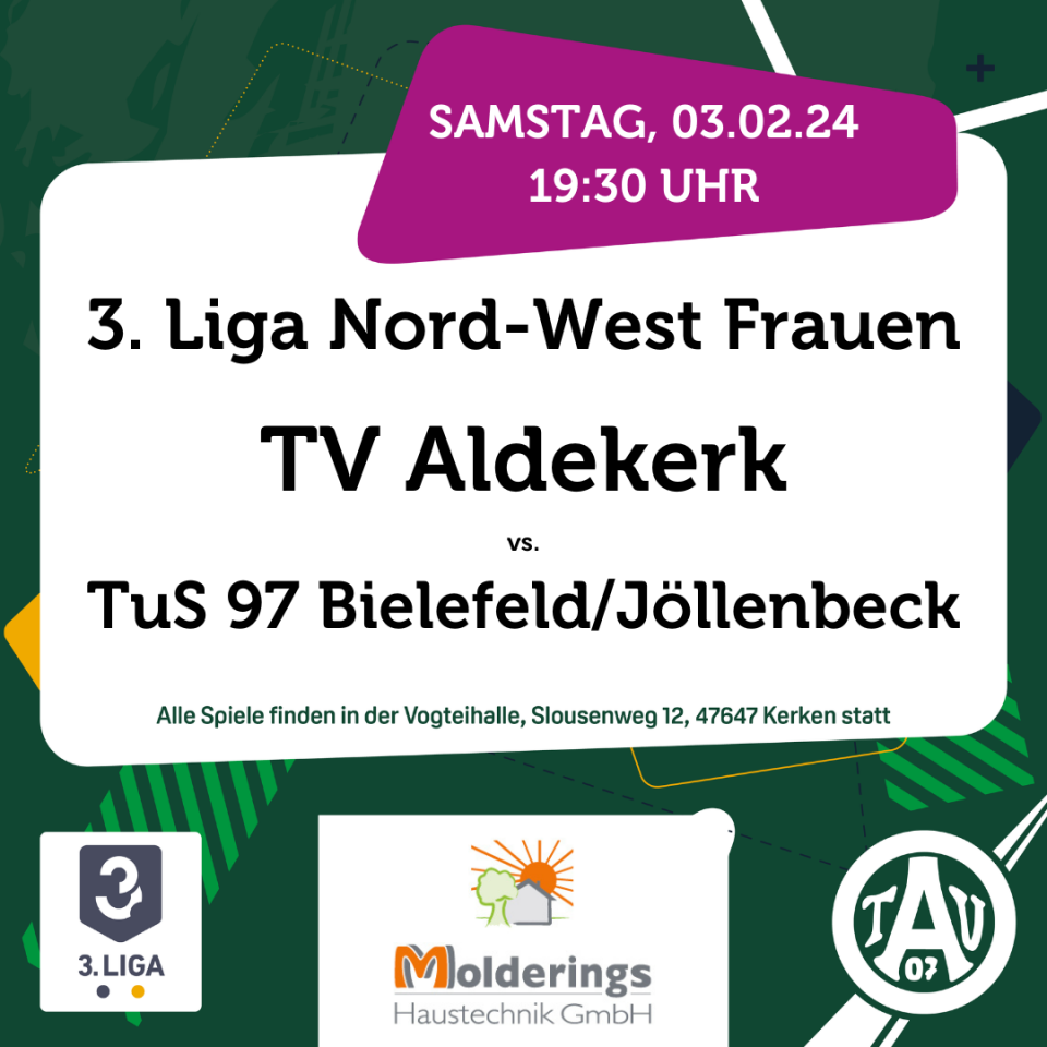 Damen des TV Aldekerk empfangen den TuS Bielefeld/Jöllenbeck